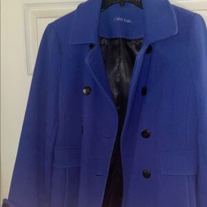 Calvin Klein Blue Pea Coat with Tailored Silhouette